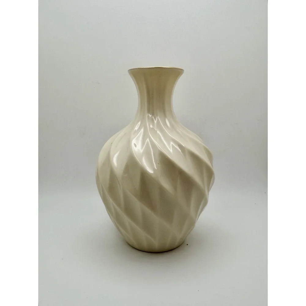 Vintage Lenox Richmond Ivory Bud Vase China Swirl 24K Gold Trim 5.5